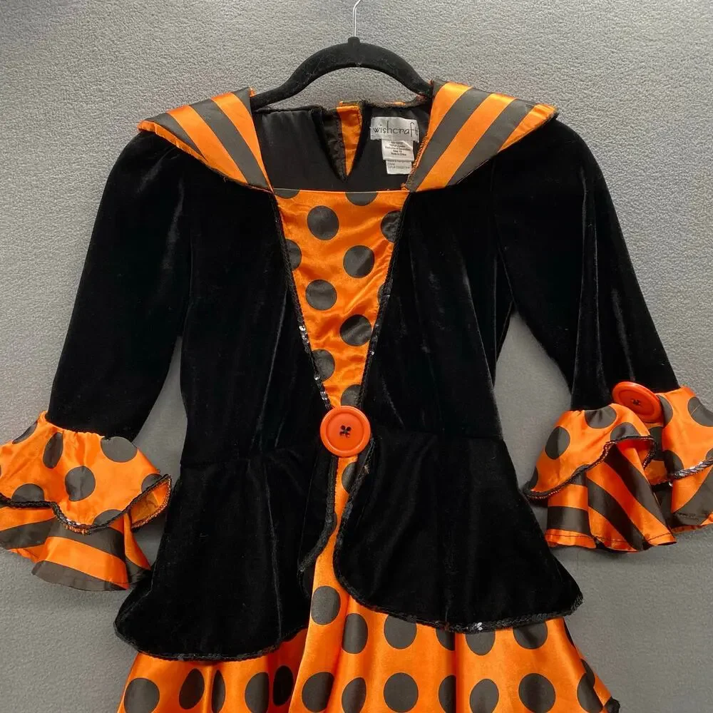 Wishcraft Cute Halloween Witch Costume Girls 10 Black Orange Ruffle Skirt